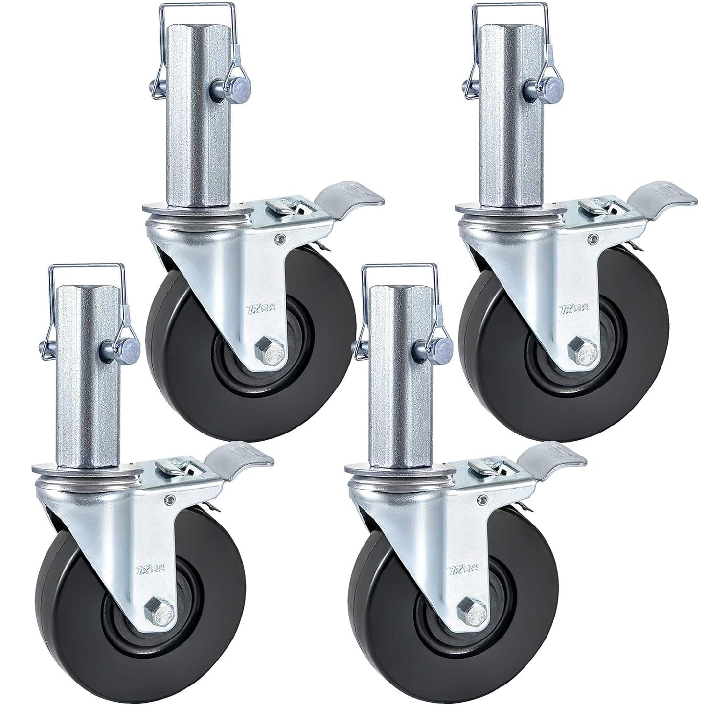 BestEquip 4 Pack 5Inch Scaffolding Rubber Swivel Caster Wheels