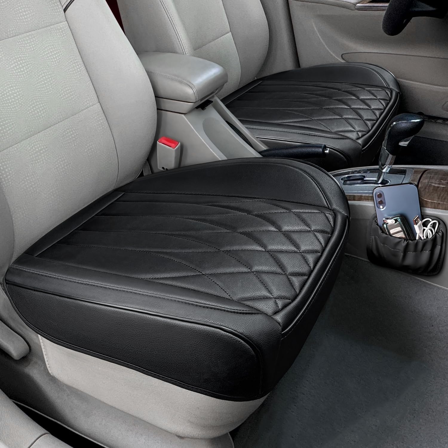 Universal Anti-Slip Car Seat Covers with Storage Pocket - Black