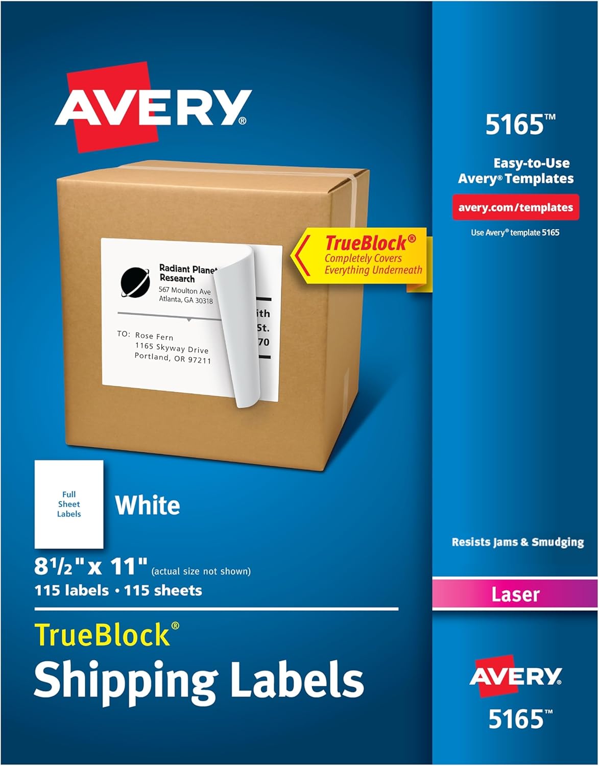 Avery TrueBlock 100 Blank Shipping Labels - Laser Printers
