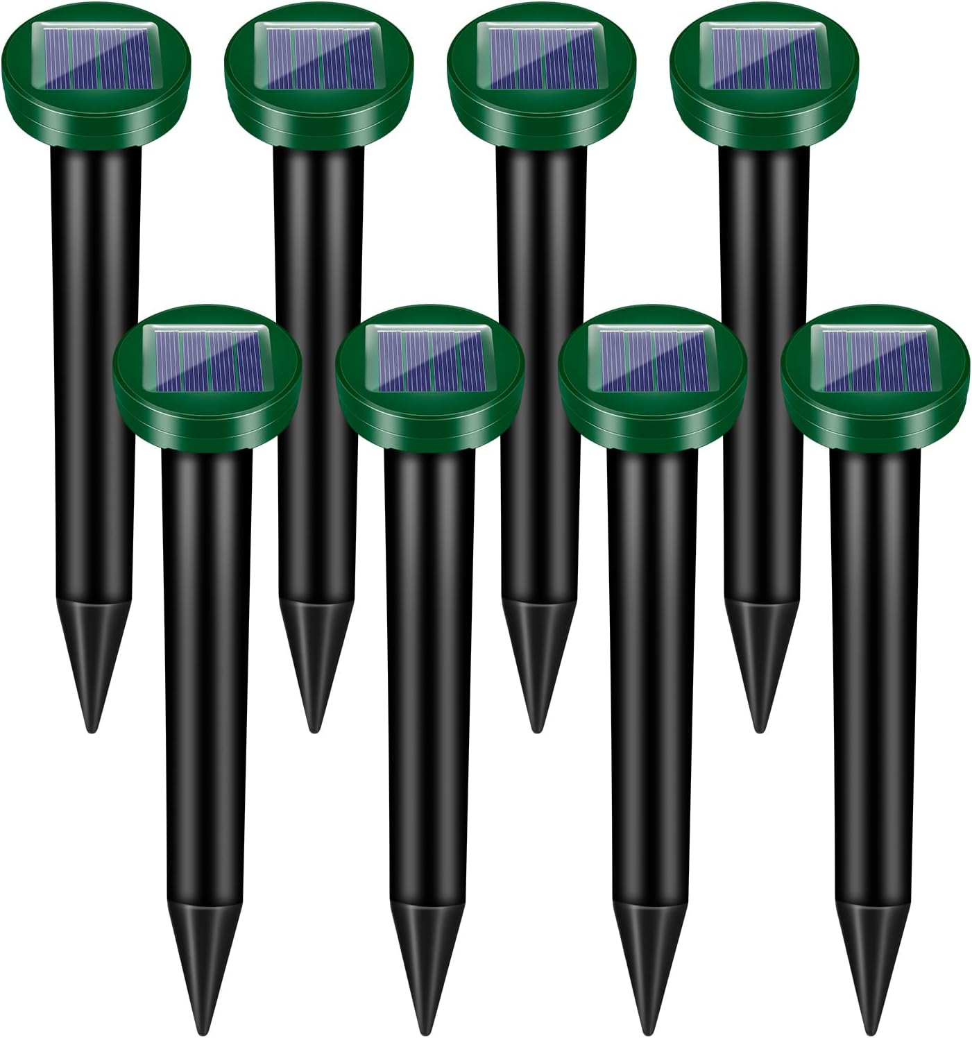 8Pack Solar Powered Ultrasonic Mole Repellent Stakes for Outdoors