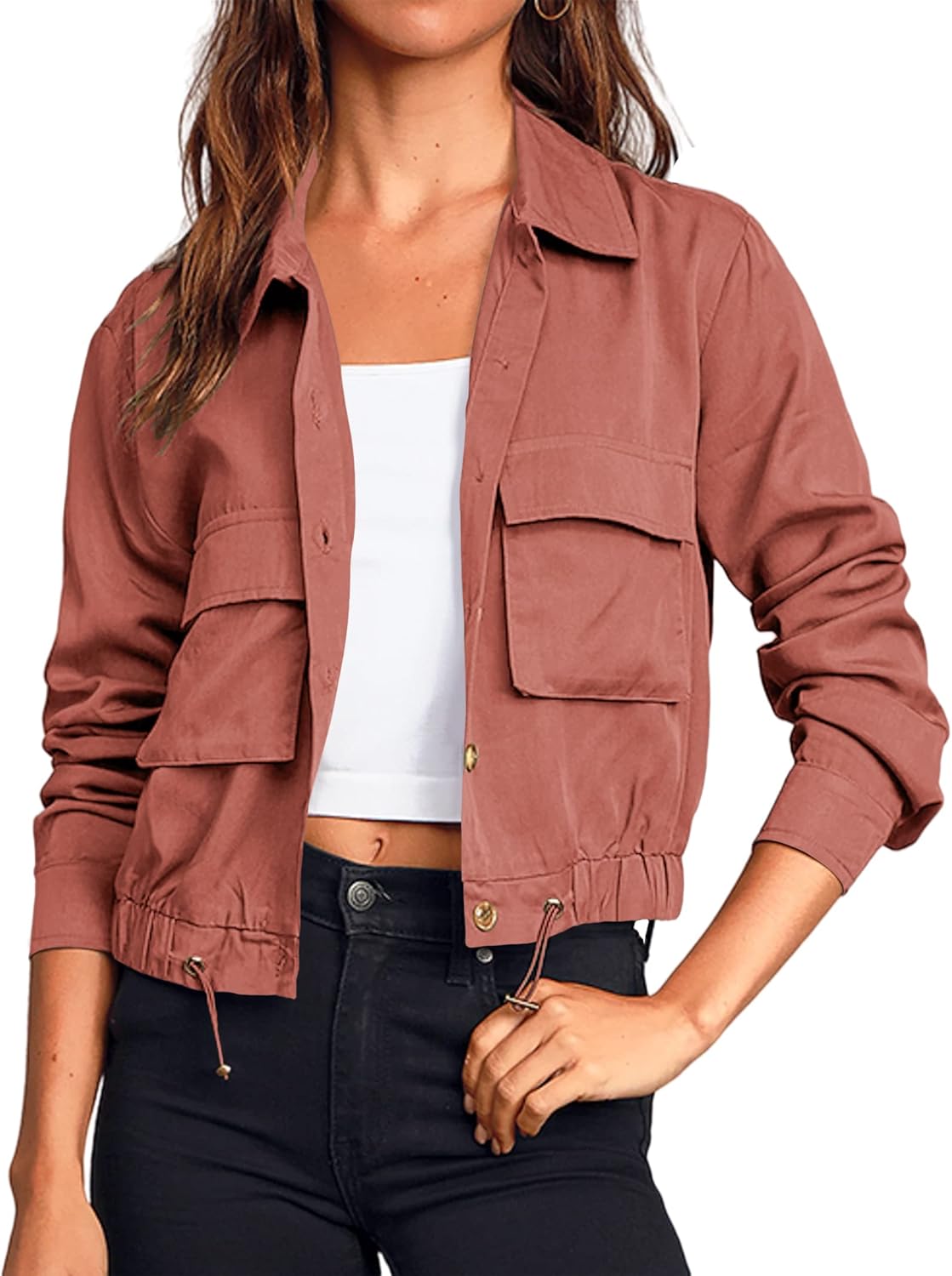 Onedreamer Women's Military Safari Cropped Jackets for Style