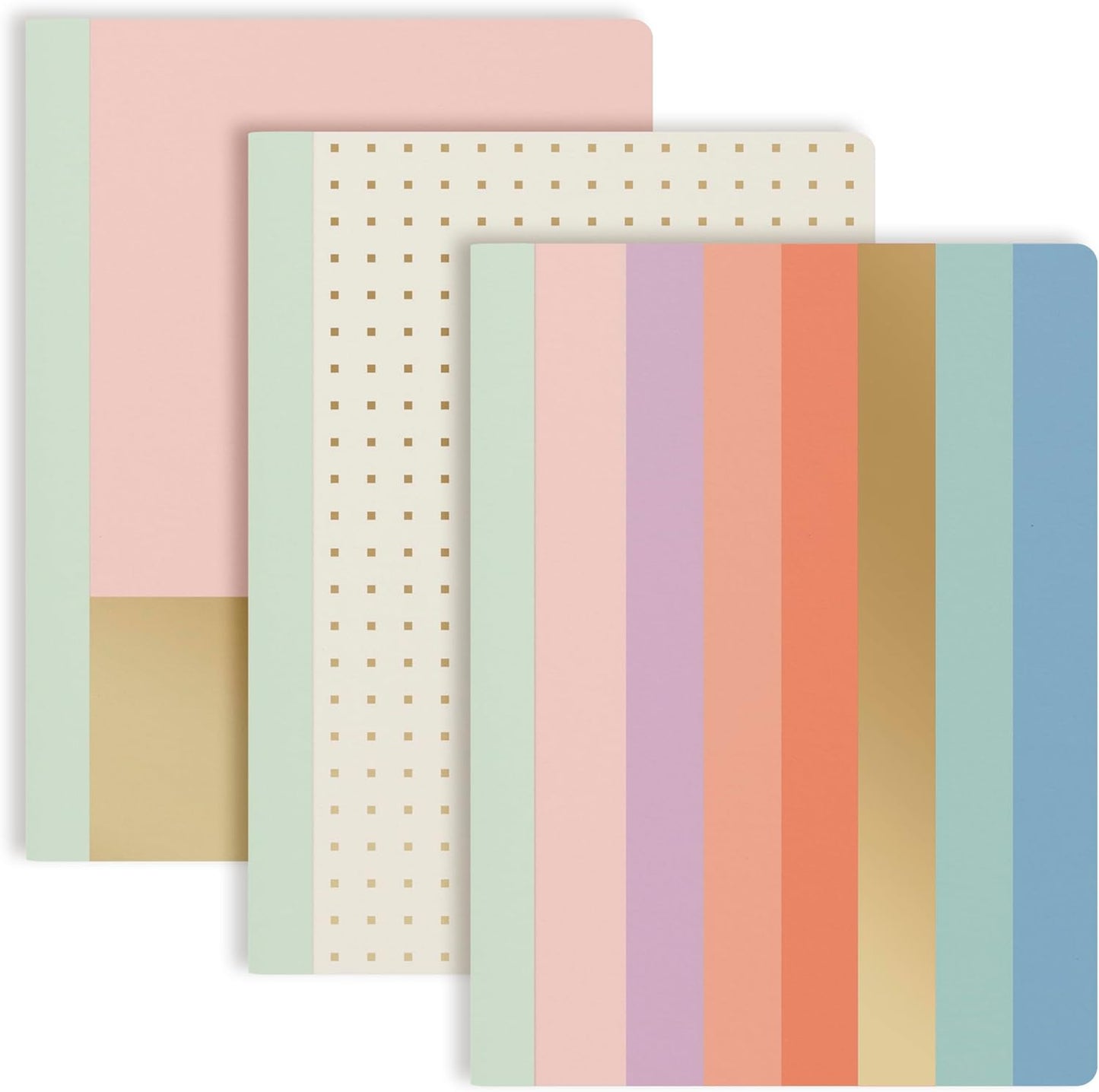 PAPERAGE 3-Pack Composition Notebooks - Stylish Designs, College Ruled, 140 Pages