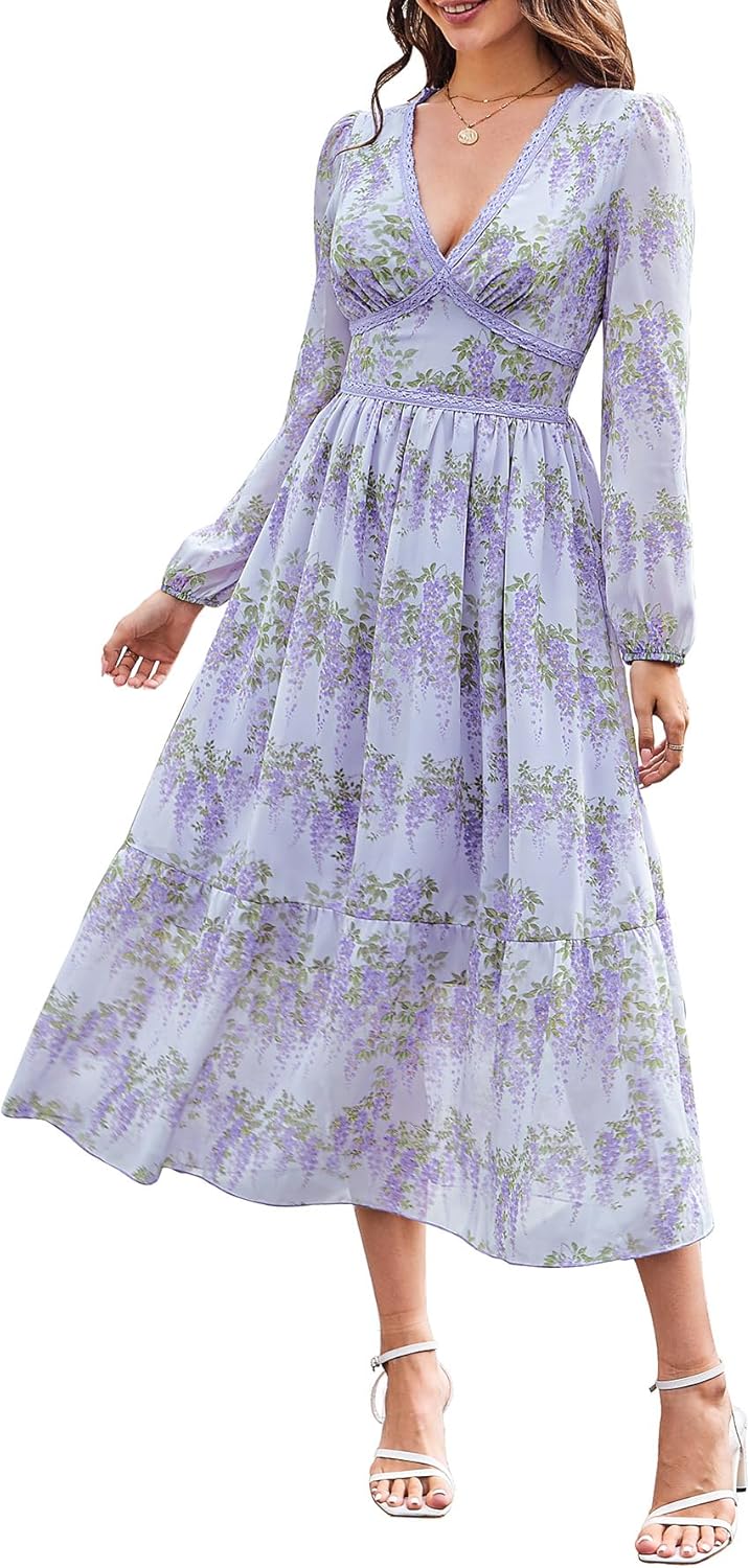 Women's Spring Wrap Maxi Dress for Weddings and Casual Events