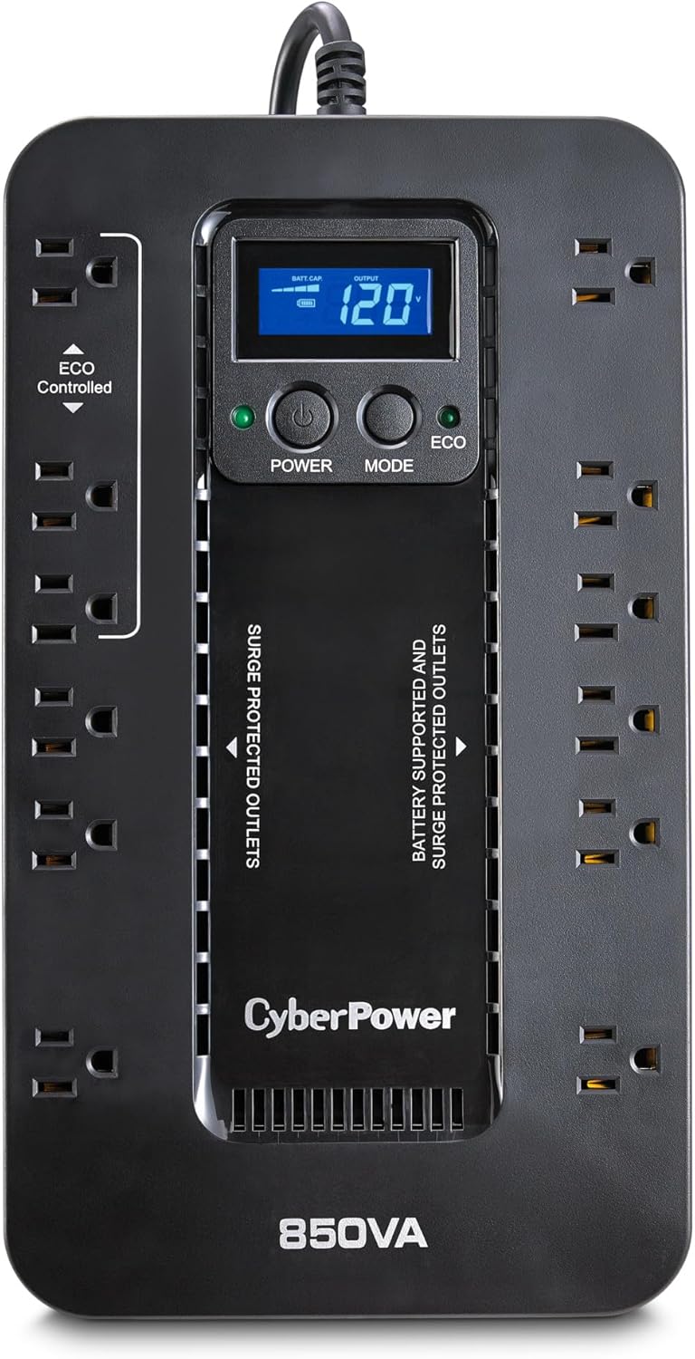 CyberPower EC850LCD UPS Battery Backup with Surge Protection