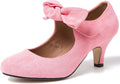 Bow Heels Mary Jane Kitten Heel Pumps - Comfortable Low Heels Jewelry
