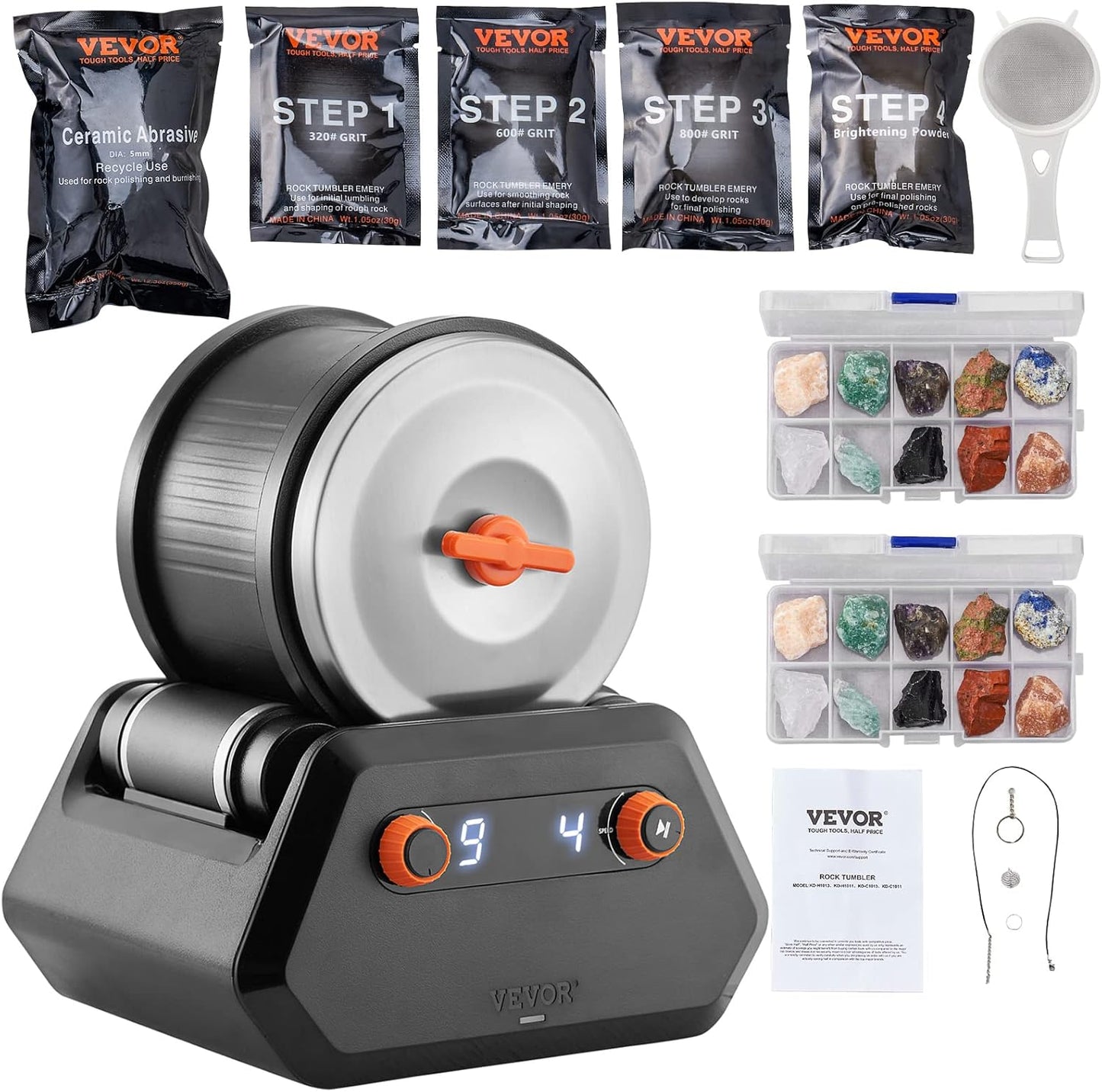 VEVOR 3LB Rock Tumbler Kit for Gemstone Polishing Fun