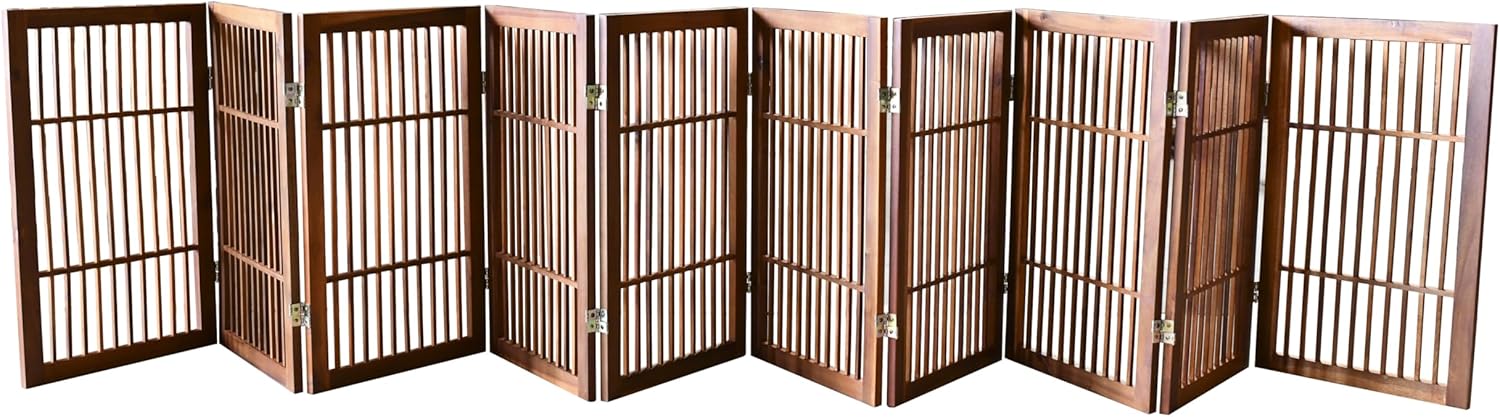 Freestanding Wooden Pet Dog Gate for Indoor and Outdoor Use