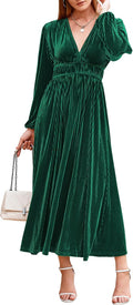 Sissyaki Women's Long Sleeve Velvet Maxi Dress for Parties