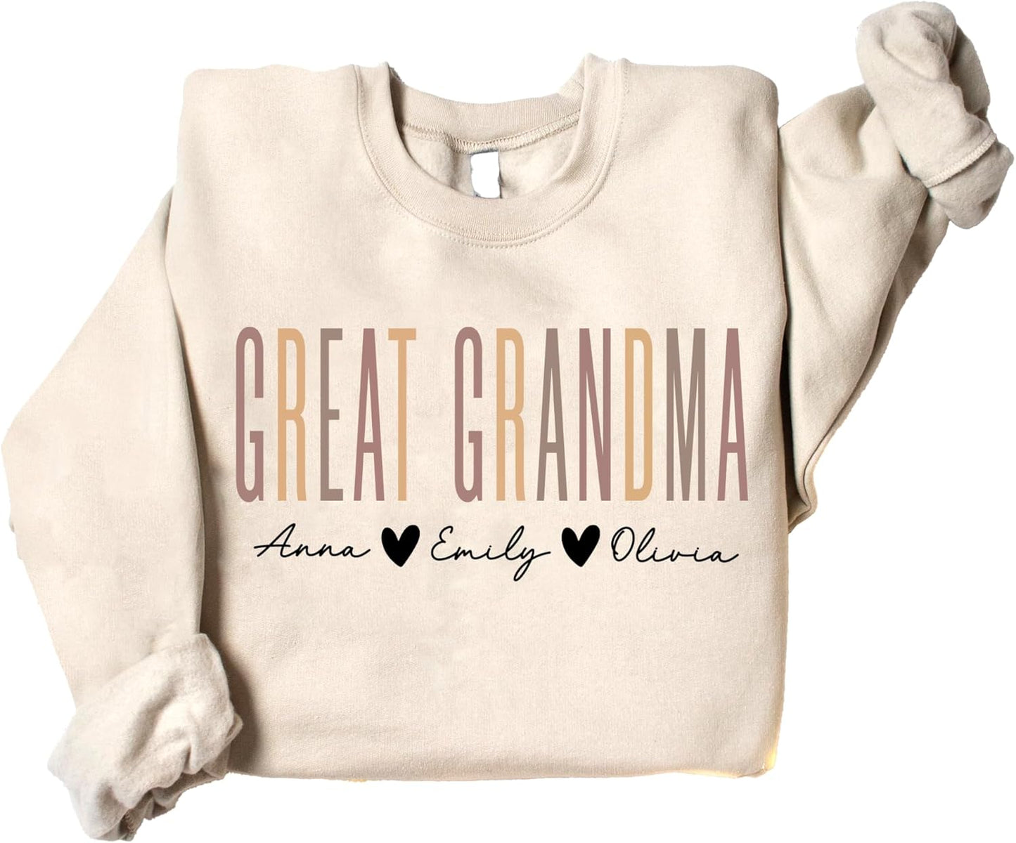 Custom Grandma Sweatshirt, Heart Kids Names | Unique Mother's Day Gift