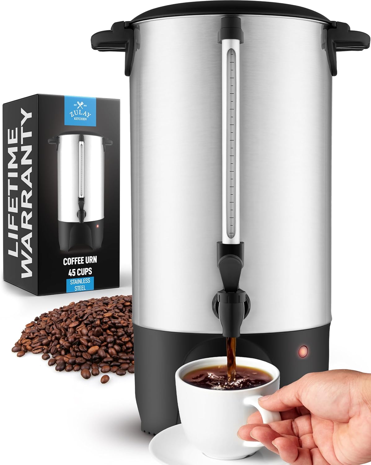 Zulay Commercial Coffee Maker - 45 Cup Stainless Steel Urn