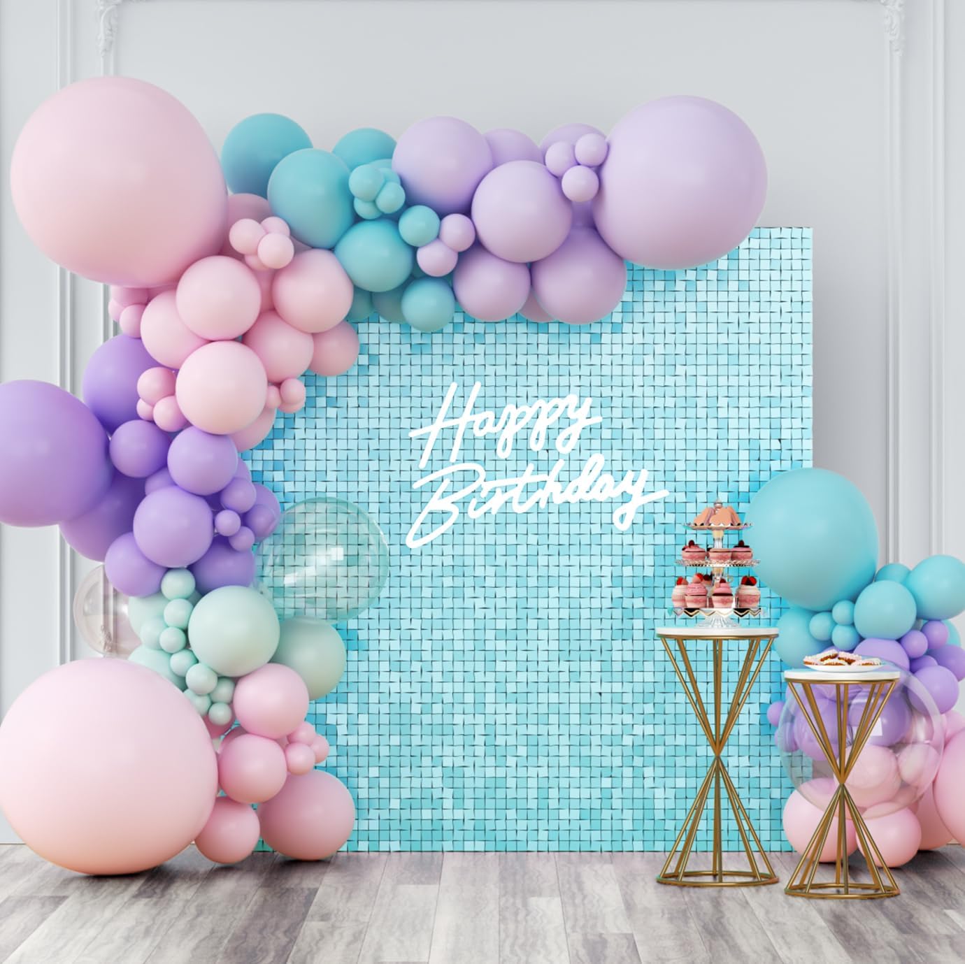 Shimmer Wall Backdrop Blue Iridescent Sequin Panel Decor