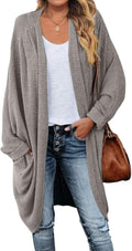 Waffle Knit Batwing Cardigan - Lightweight Oversized Fall Sweater
