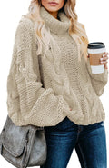 Chic turtleneck balloon sleeve sweater for women in winter