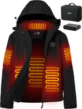 Women's Heated Jacket with Battery Pack - Waterproof Detachable Hood