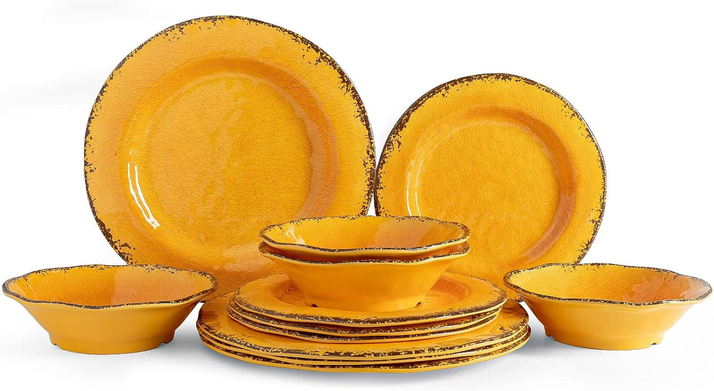 LEHAHA Melamine Dinnerware Sets for Outdoor Use and RVs