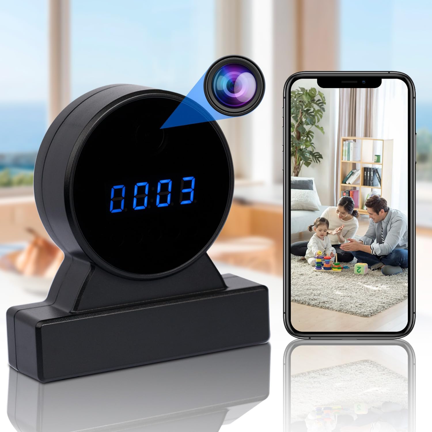LIBREFLY WiFi Clock Cam - 1080P Full HD Security Spy - Night Vision