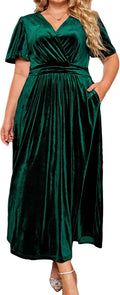 BerryGo Plus Size Velvet Wedding Guest Maxi Dress - Flattering Empire