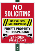No Soliciting No Exceptions 12 x 10 in Yard Sign - Durable Reflective