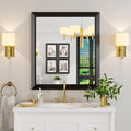 Amorho Black Bathroom Mirror 36x32 in - Thick Metal Framed Wall Mirror