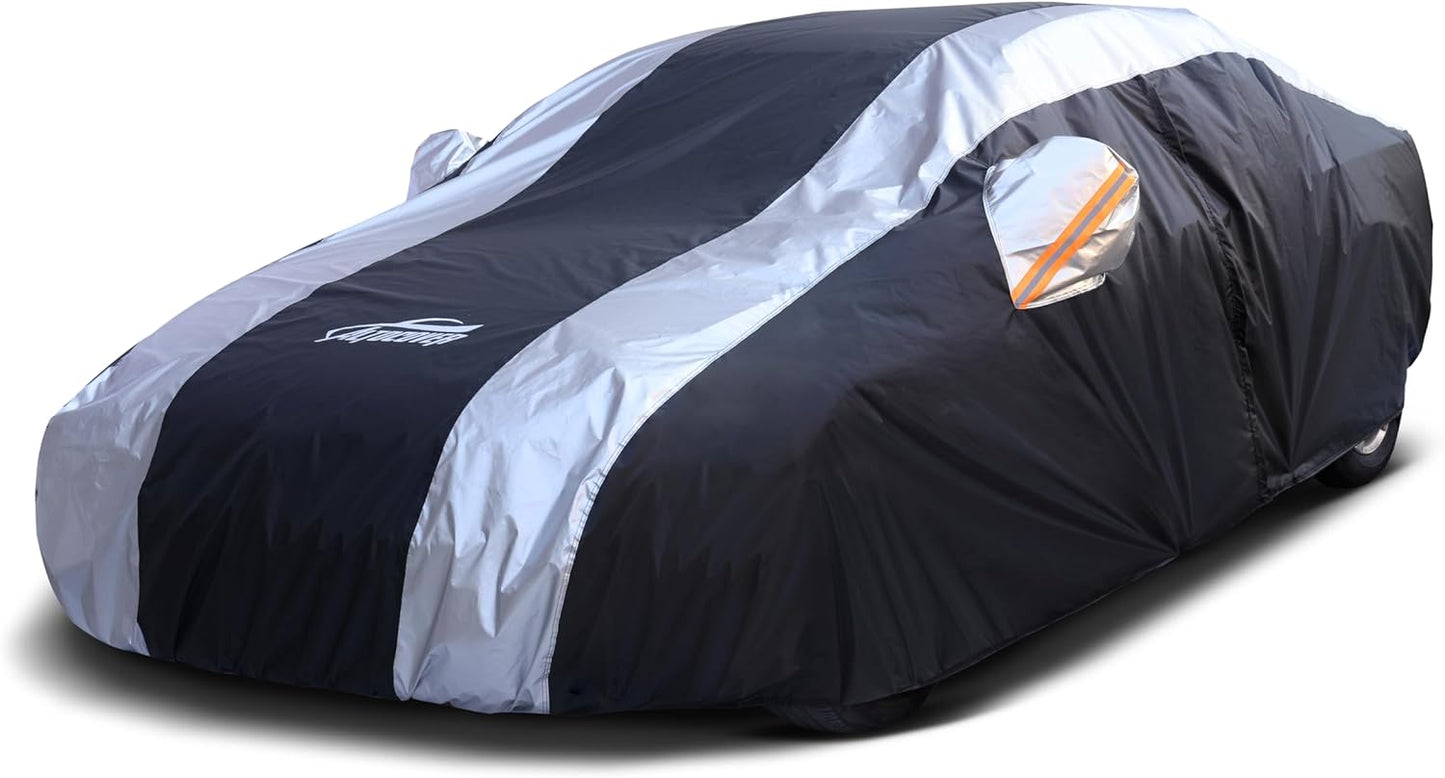 All Weather Waterproof Car Covers with Silver Stripe Design