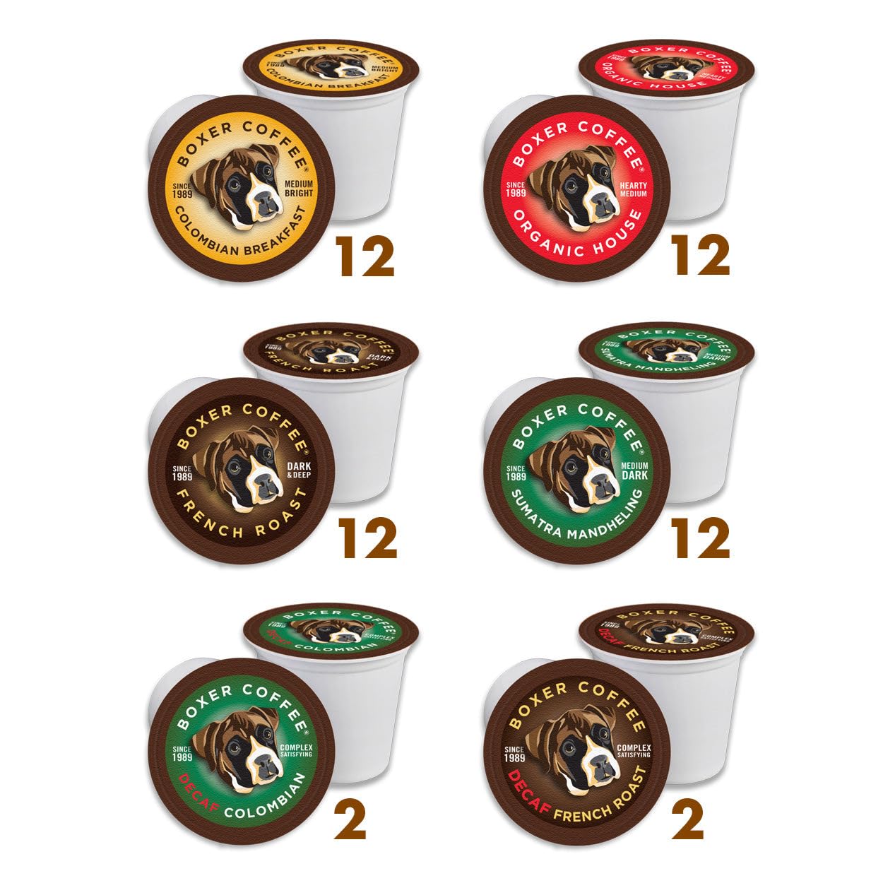 Boxer Coffee Variety Pack Sampler - 52 Count Medium Roast Pods