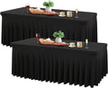 2 Pack Black Spandex Table Cloths Fitted for 6ft Rectangle Tables