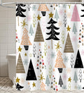 Christmas Tree Snowflake Star Shower Curtain - Waterproof & Machine Washable 72x72