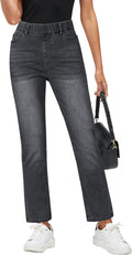 Straight Leg Jeans for Women High Waisted Pull On - Cropped Ankle