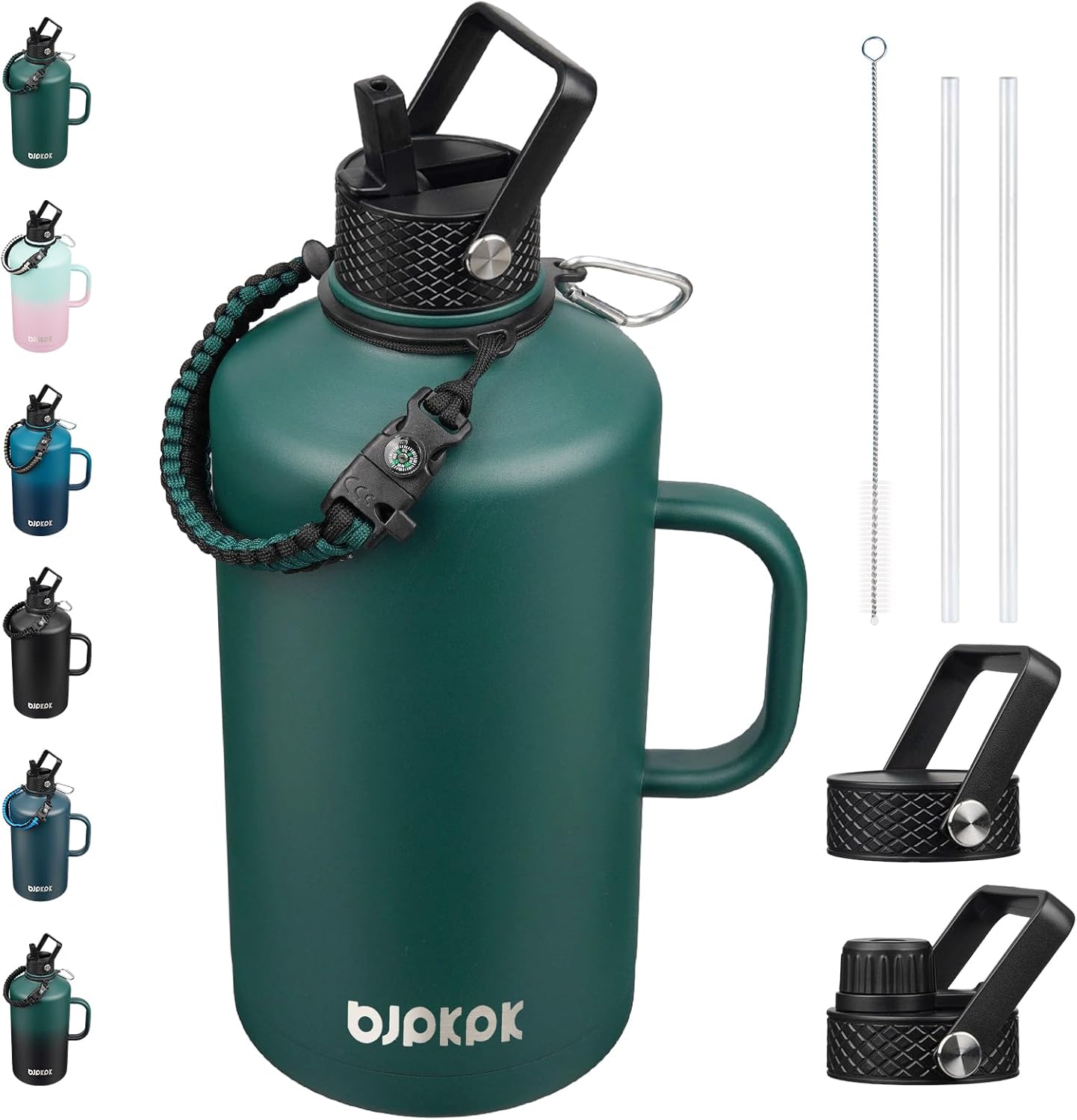 Insulated Water Bottle with Straw Lid - BJPKPK 1 Gallon Jug