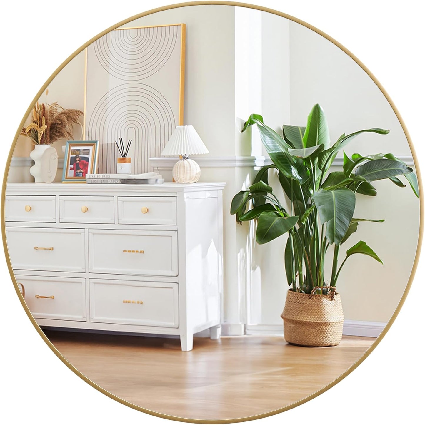 Gold Circle Mirror for Bathroom - 24 inch Round Wall Mirror