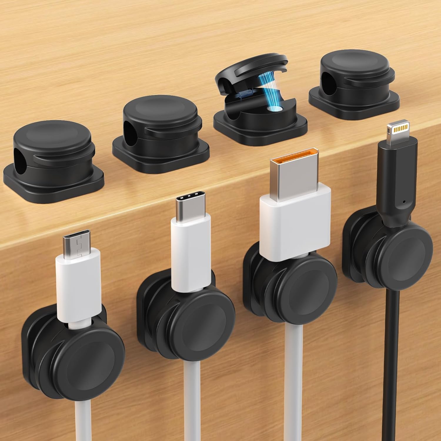 8 Magnetic Cable Clips - Tidy Desk, Anywhere!