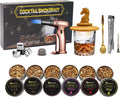 Bourbon Smoker Kit w/ Torch & 6 Flavors Wood Chips, Whisky Glass - Perfect Gift for Men!