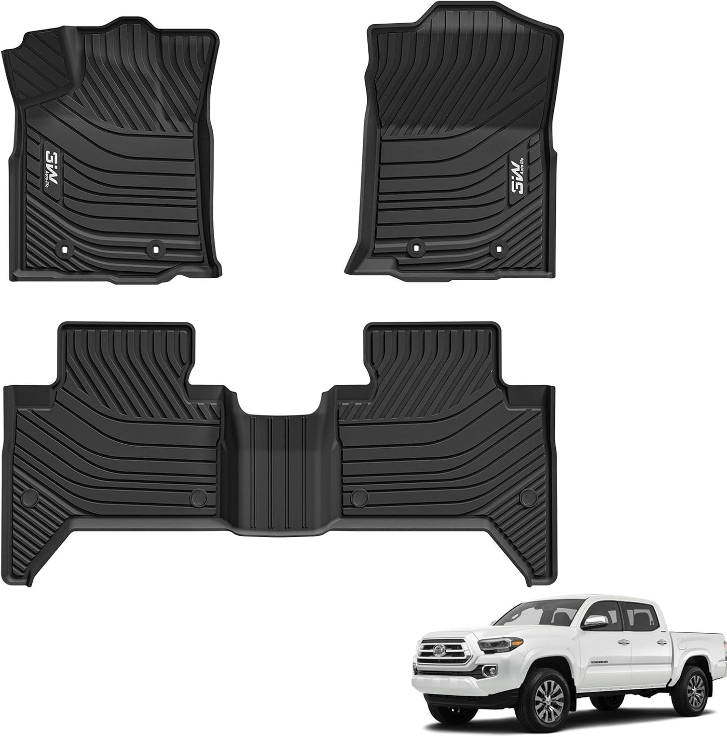 3W Floor Mats for Toyota Tacoma 2016-2023 Double Cab Automatic