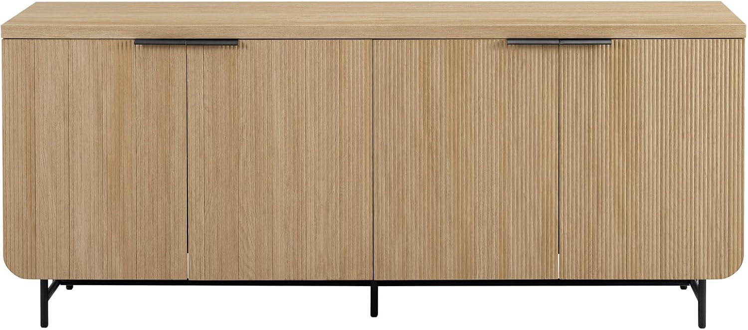 Modern Coastal Oak 4-Door Sideboard Cabinet