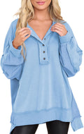 AlvaQ Sweatshirt for Women Oversized Henley Pullover - Cozy Style