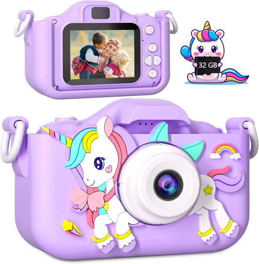 Capture The Joy: Kids Selfie Camera with 32GB TF Card - Perfect Gift for Girls!