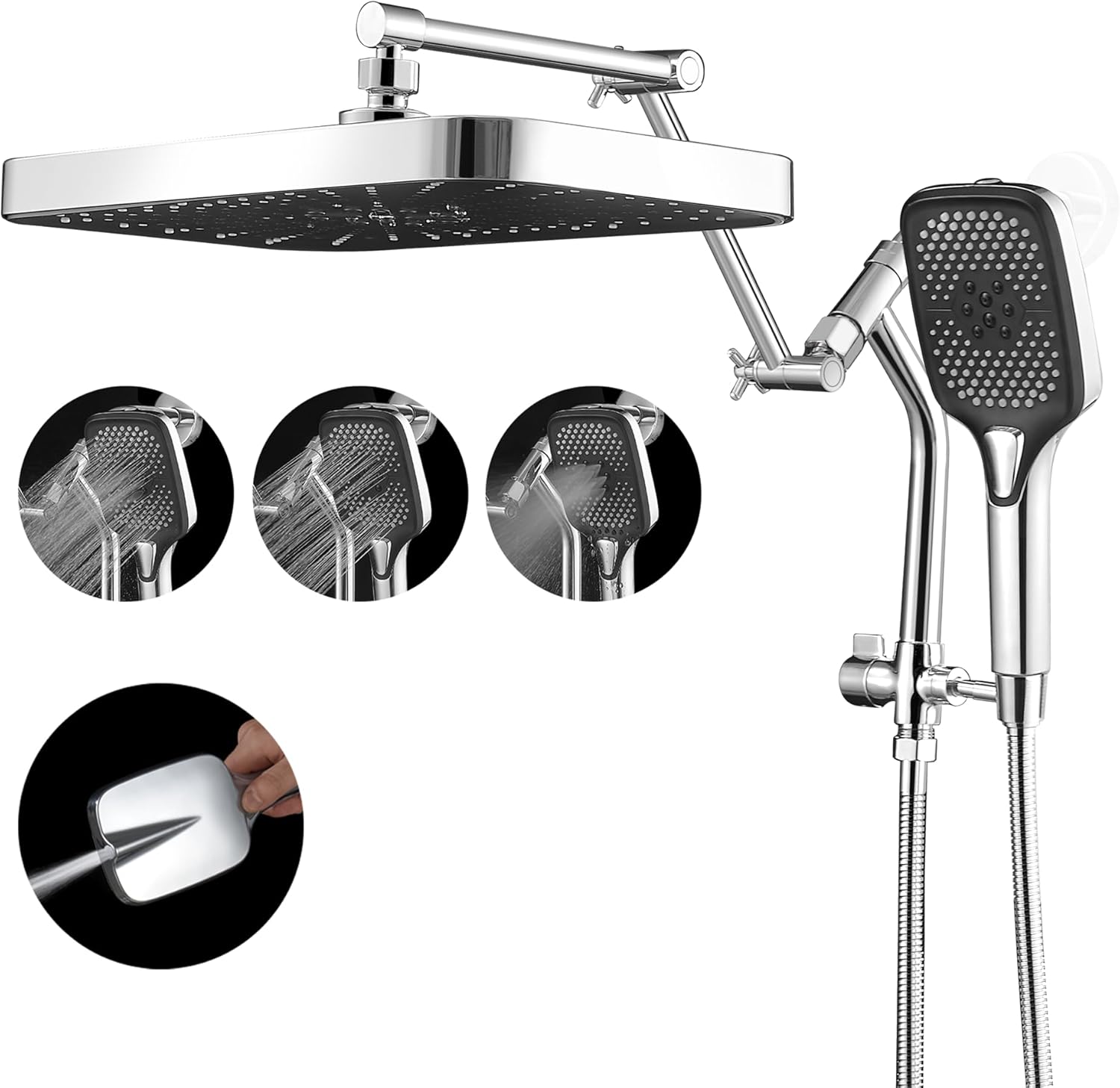 High Pressure Rainfall Shower Heads with Handheld Spray Combo