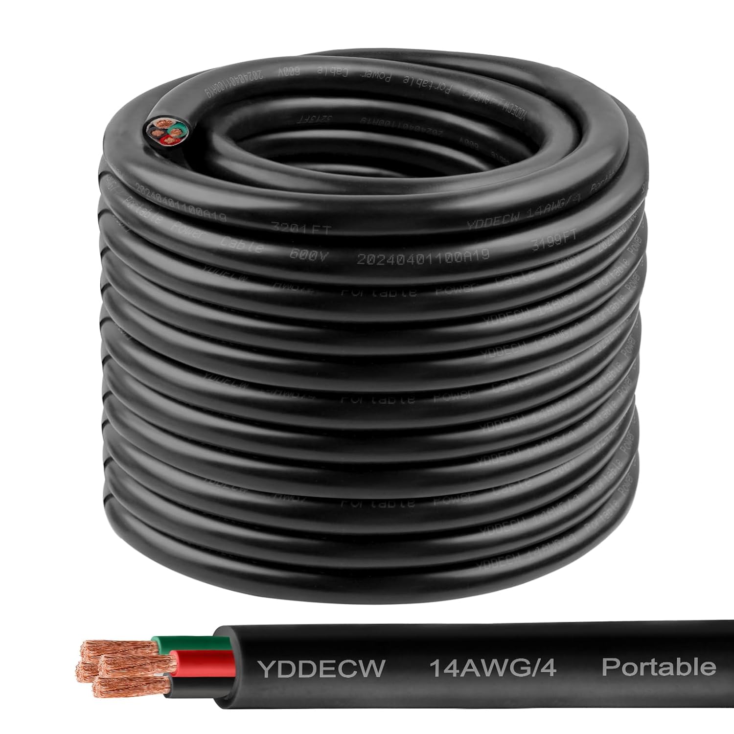 100ft 14 AWG Portable Power Cable for Tough Environments