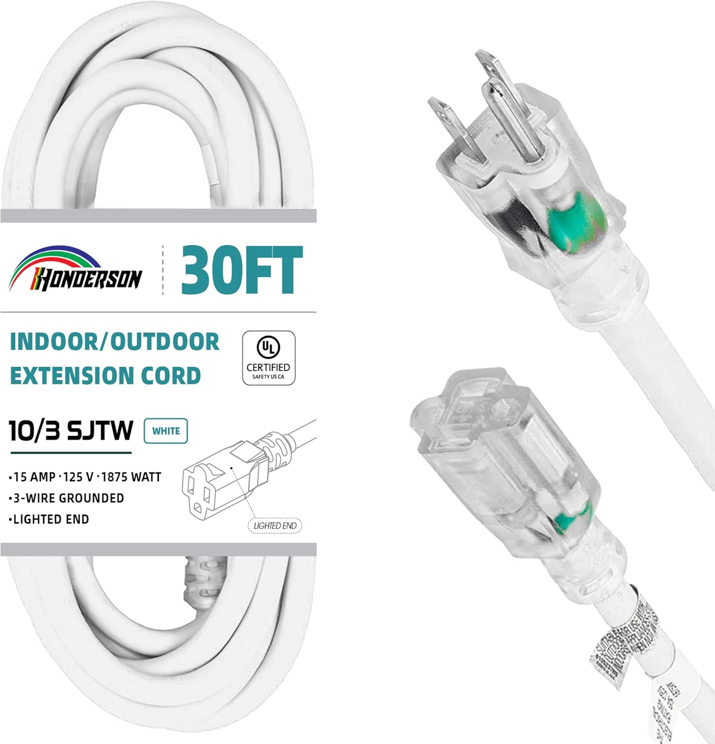 Indoor Outdoor Extension Cord Weatherproof 30FT Heavy Duty