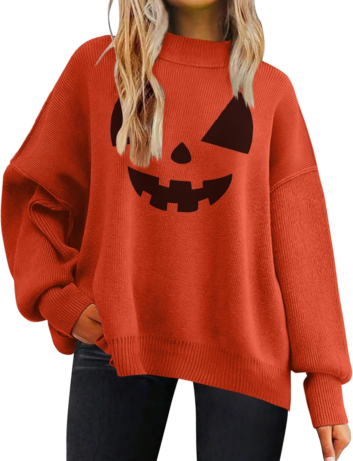 Trendy Long Sleeve Turtleneck Pullover Lantern Knit Sweater