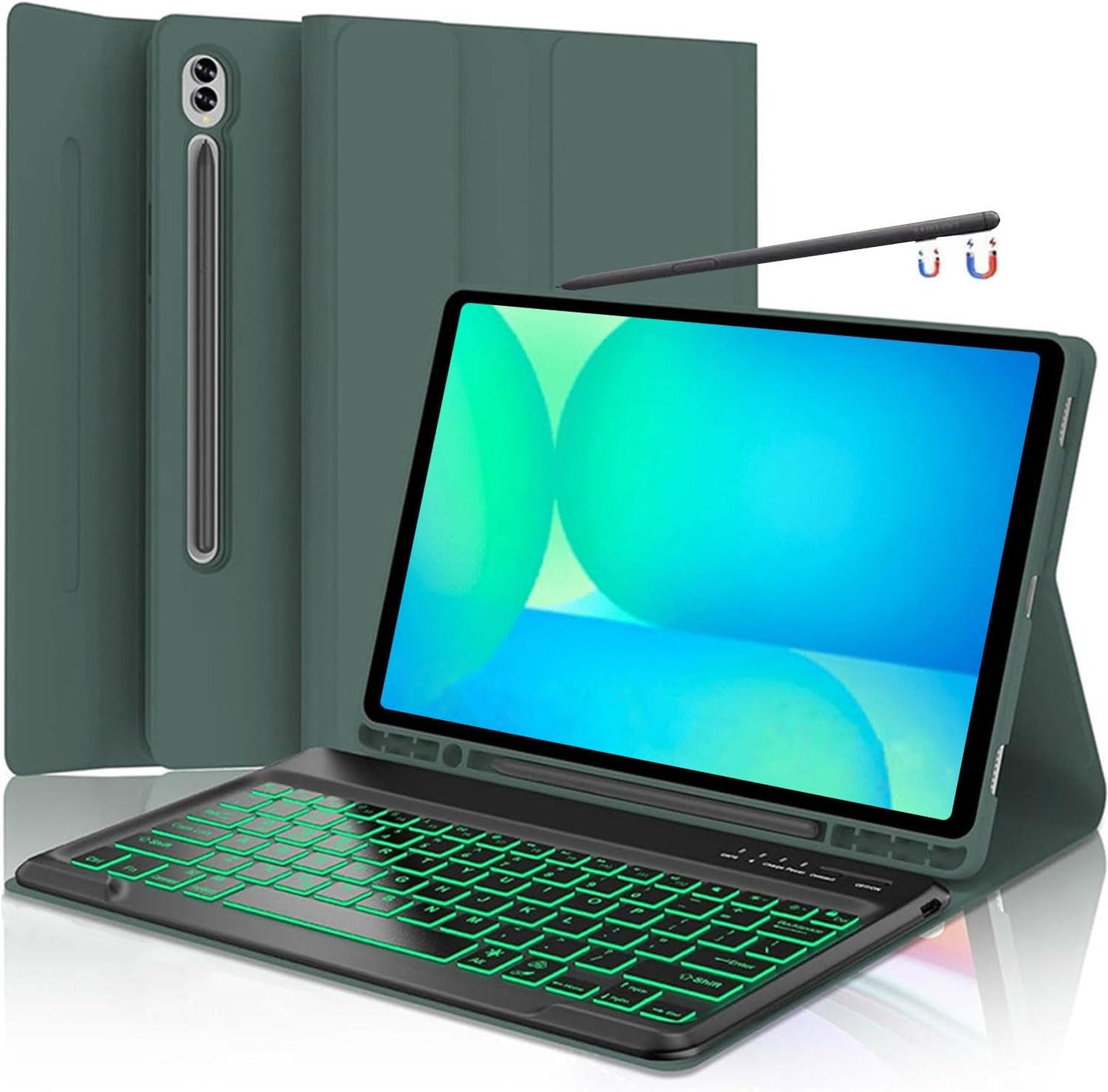 Keyboard Case for Samsung Galaxy Tab S10 FE Plus - Green
