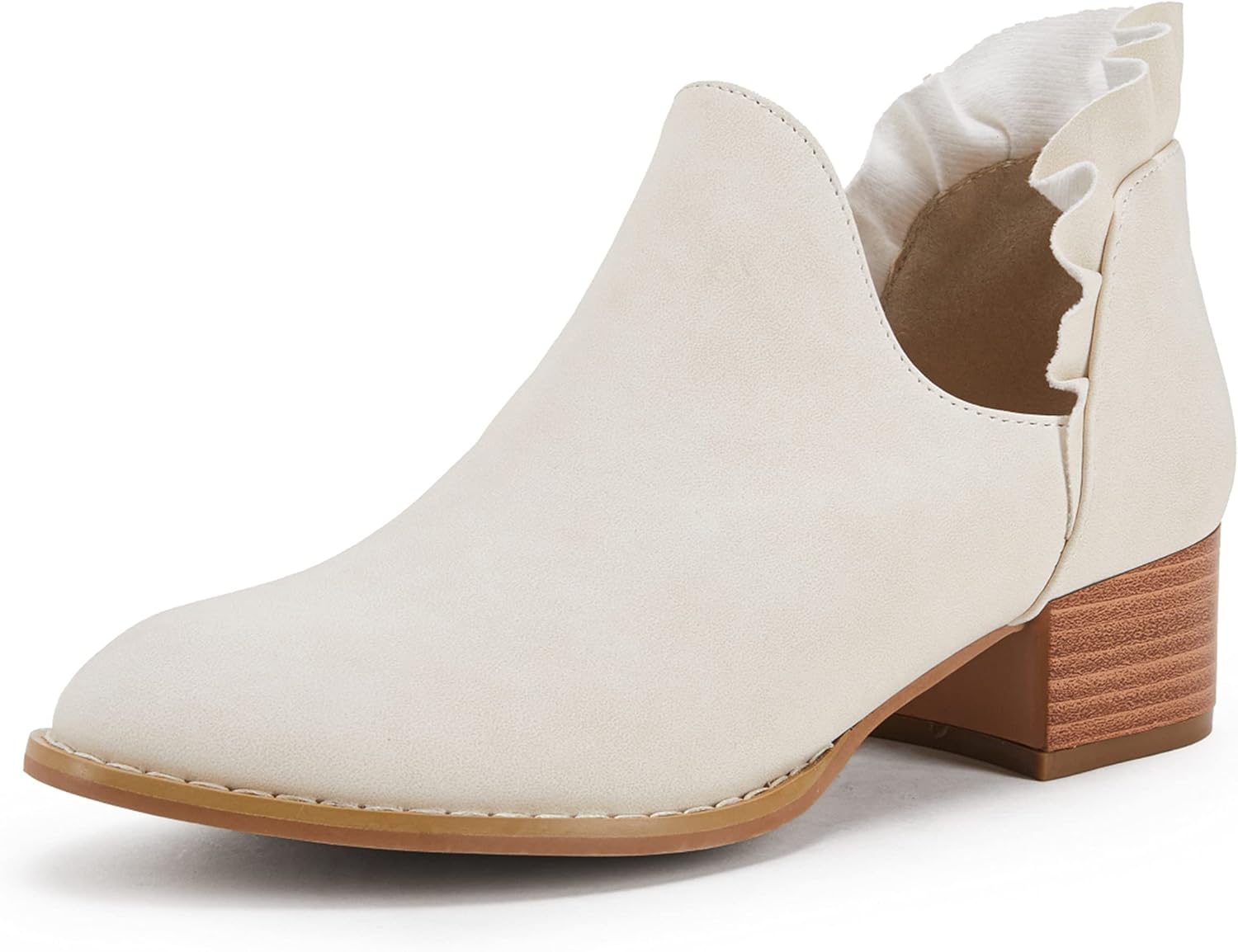 FISACE Womens Ruffled Ankle Boots for Stylish Western Look