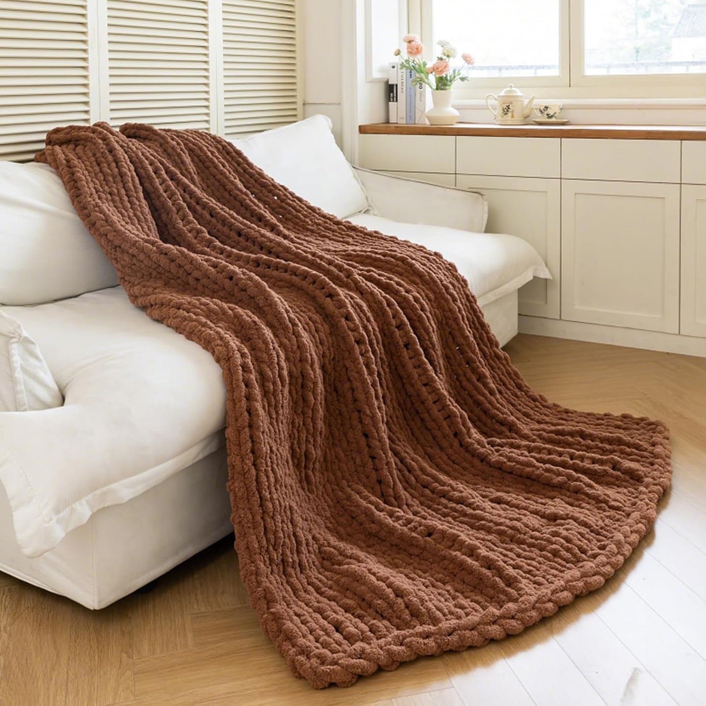 Chunky Knit Blanket - Luxury Soft Cozy 50 in x 60 in Throw