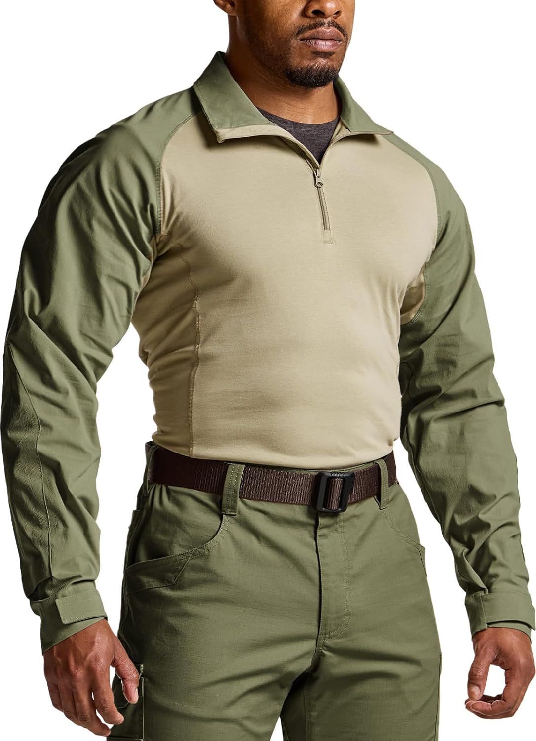 CQR Men's Combat Shirt Tactical 1/4 Zip Long Sleeve BDU Top