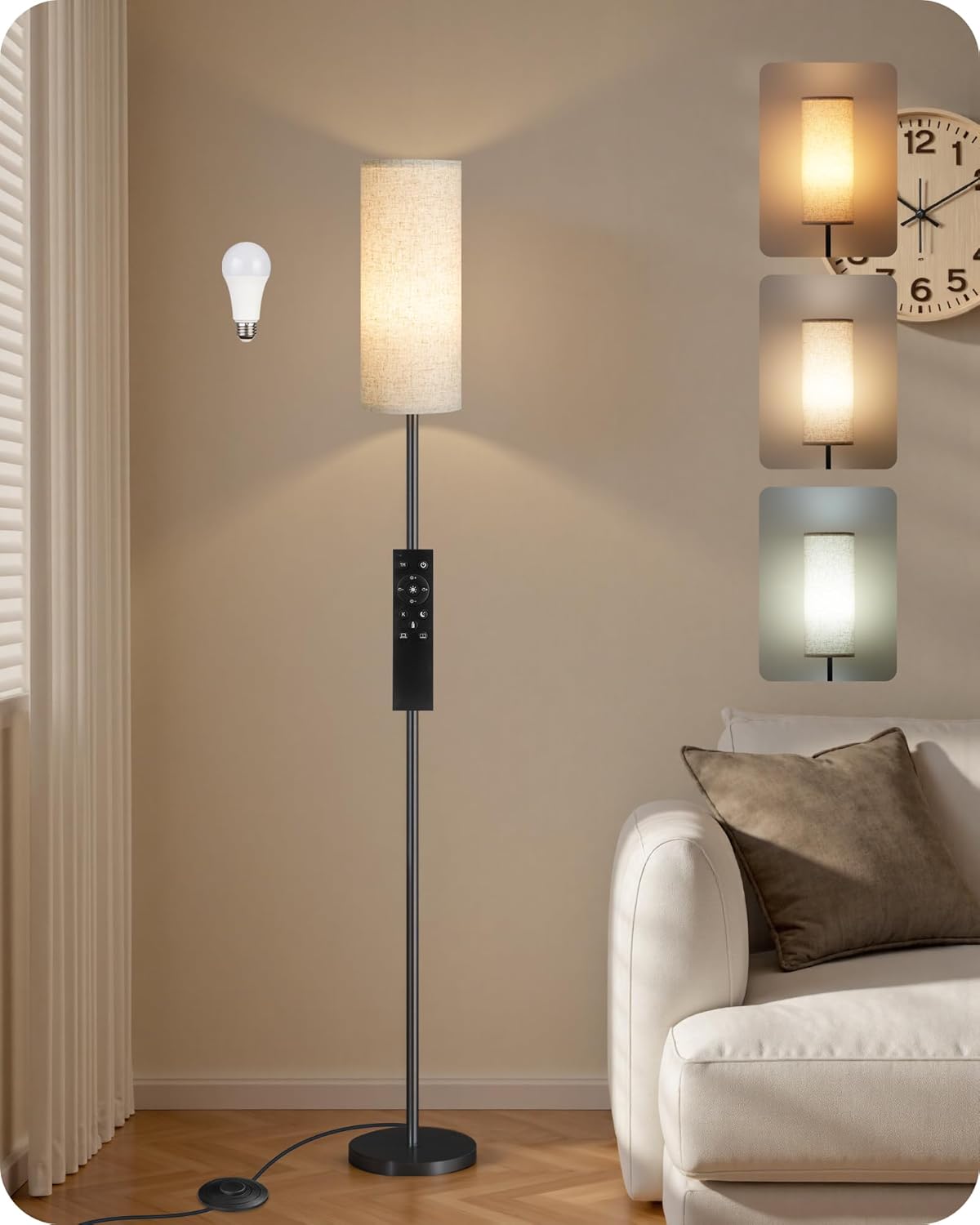 64.4 Dimmable Floor Lamp with Remote for Cozy Living Room