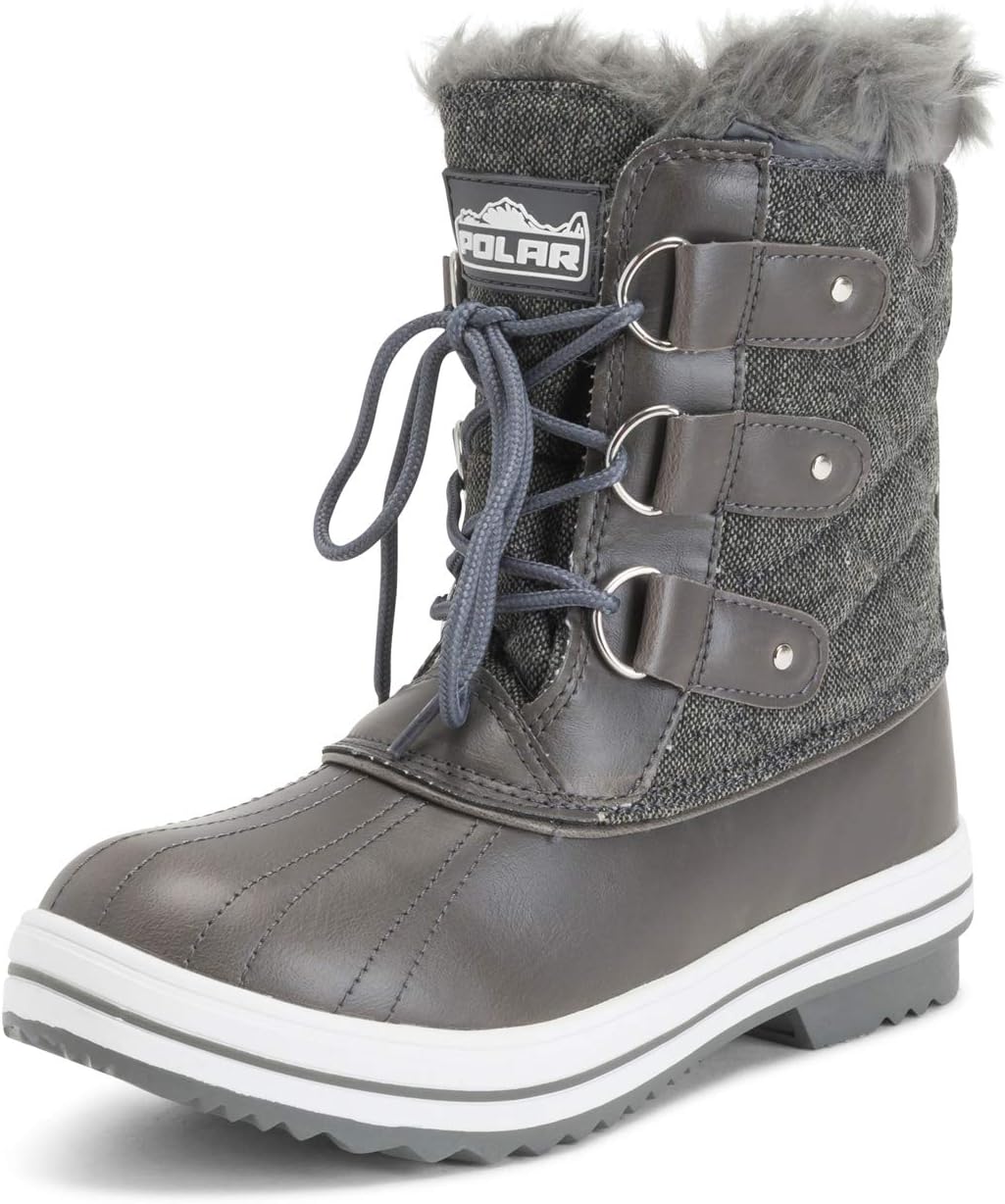 POLAR Womens Snow Boot Quilted Short Winter Waterproof Boots