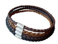 Mens Thick Braided Leather Necklace With Industrial Magnetic Clasp