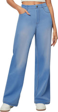 Wide Leg Jeans High Waisted Pull On Baggy Jeans - Comfortable