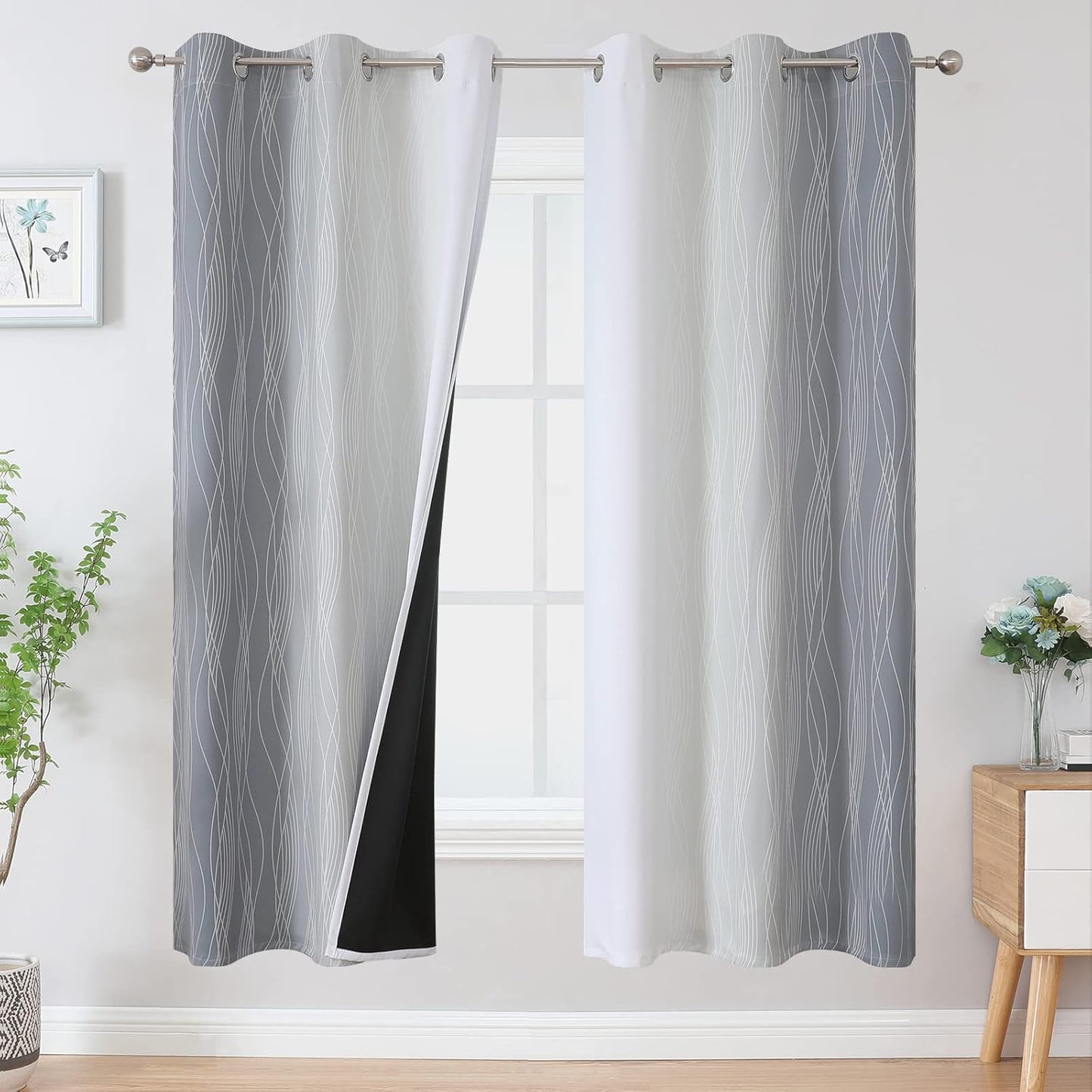 Ombre Thermal Insulated Blackout Curtains for Living Room