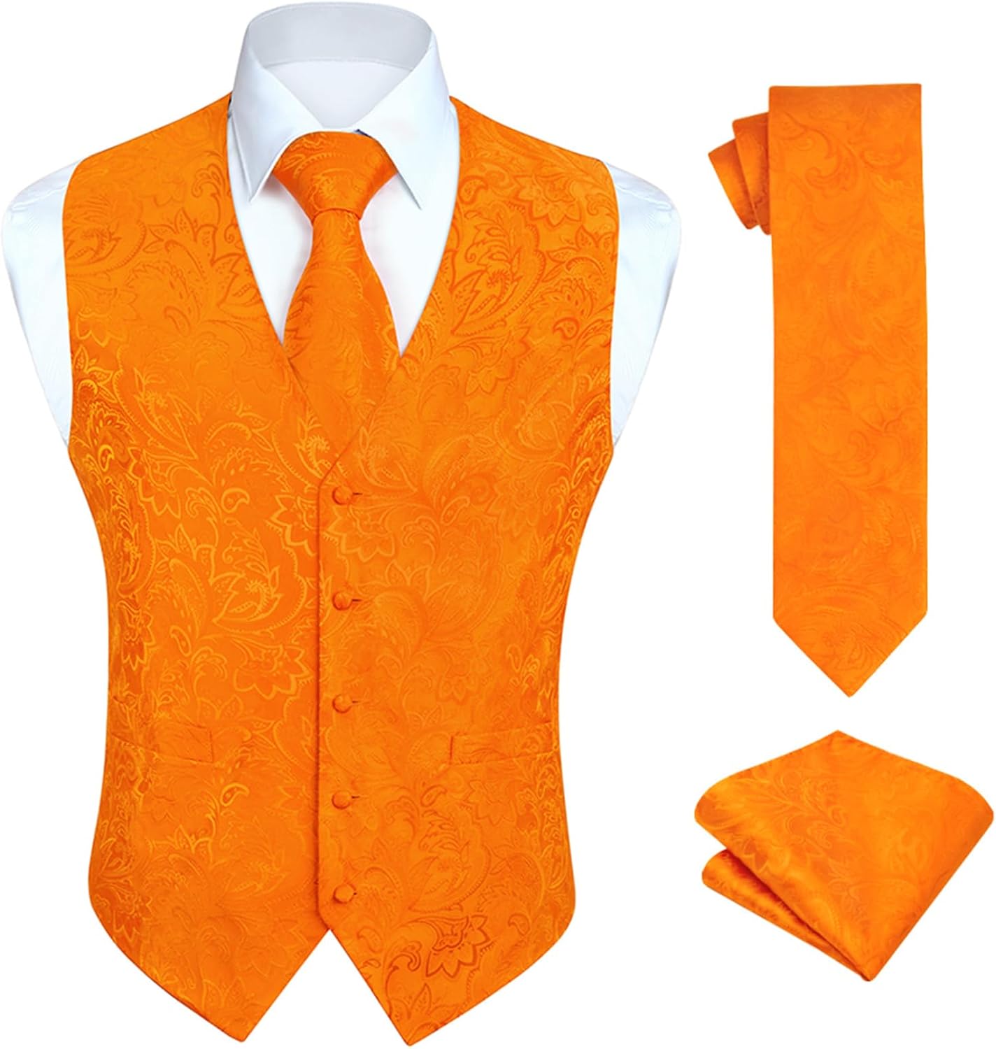 HISDERN Mens Vest Tie Set 3PC for Weddings and Formal Events